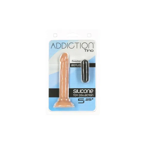 Фалоімітатор ADDICTION Tino 5.25″ Silicone Dildo, присоска, діаметр 1,9 см, віброкуля в подарунок