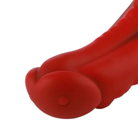 Фаллоимитатор для секс-машин Hismith 8,35″ Curved Silicone Dildo Red Monster Series, система KlicLok