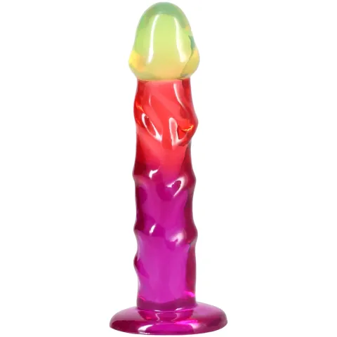 Фаллоимитатор Doc Johnson Crystal Jellies — 7,5 дюймов Classic Dong — «Радуга»
