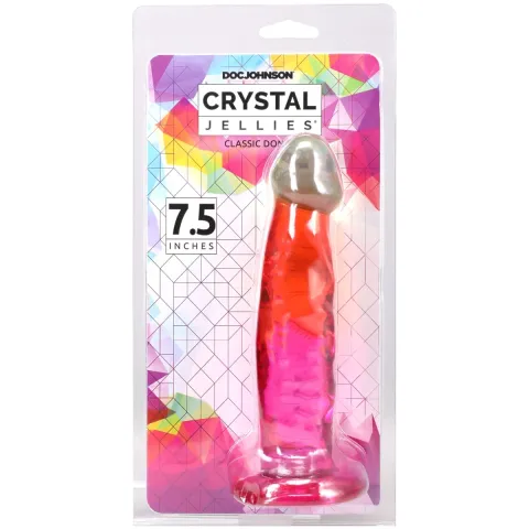 Фаллоимитатор Doc Johnson Crystal Jellies — 7,5 дюймов Classic Dong — «Радуга»