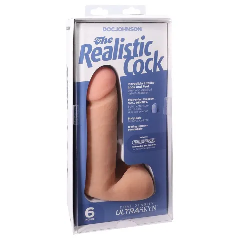 Фалоімітатор Doc Johnson The Realistic Cock 6 inch White – ULTRASKYN, Vack-U-Lock, діаметр 4,3 см