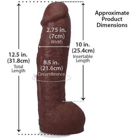 Фаллоимитатор Doc Johnson The Realistic Cock ULTRASKYN — 12 дюймов, с яичками, цвет «шоколад»