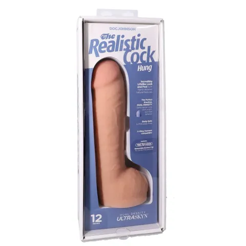 Фаллоимитатор Doc Johnson The Realistic Cock ULTRASKYN — 12 дюймов, с яичками, цвет «Ваниль»