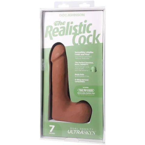 Фаллоимитатор Doc Johnson The Realistic Cock ULTRASKYN — 7 дюймов с яичками, цвет «Карамель»