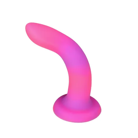 Светящийся в темноте фаллоимитатор ADDICTION Rave 8″, Glow in the Dark Dildo Pink Purple, 20,3 см