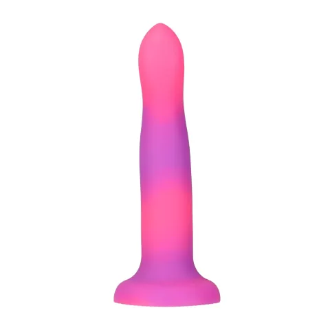 Светящийся в темноте фаллоимитатор ADDICTION Rave 8″, Glow in the Dark Dildo Pink Purple, 20,3 см