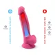 Фалоімітатор SilexD Johnny Pink Glow in the dark, двошаровий, силікон+Silexpan, діаметр 3,5см