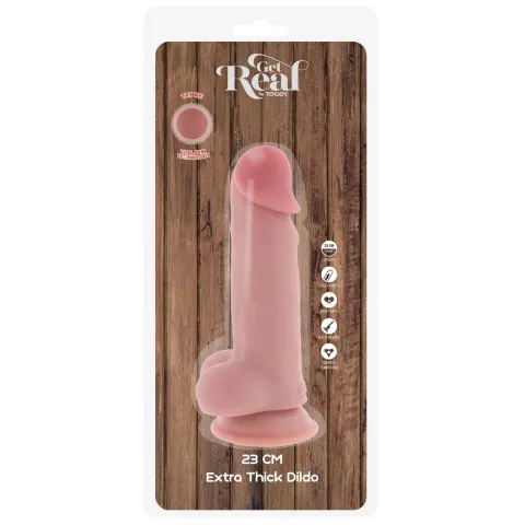 Фалоімітатор з мошонкою - Deluxe Dual Density Thick Dildo TPE 23 cm