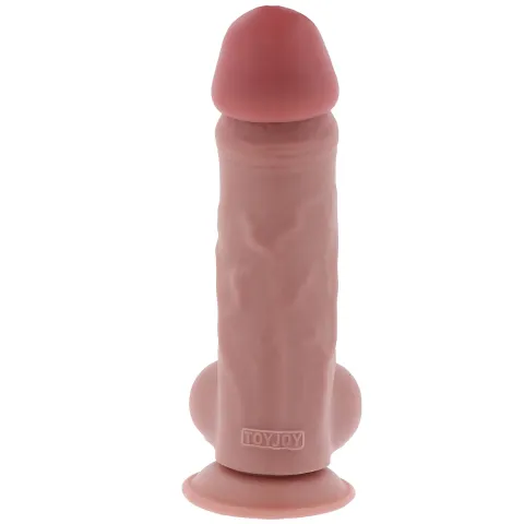 Фалоімітатор з мошонкою - Deluxe Dual Density Thick Dildo TPE 23 cm
