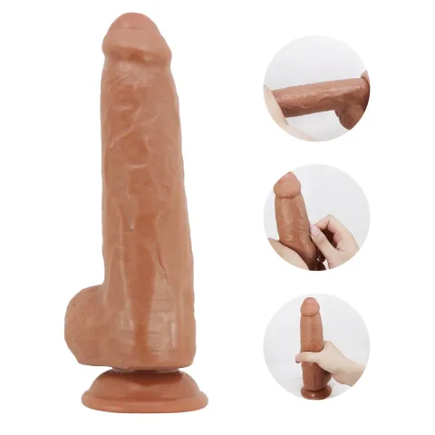 Фалоімітатор з мошонкою PRETTY LOVE - DRACO 9.2(233mm) Sliding Skin Series TPR, Suction base