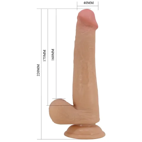 Фалоімітатор з мошонкою PRETTY LOVE TALLEN 8.7(220mm) Sliding Skin Series TPR, Suction base