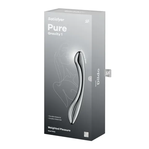 Металевий дилдо Satisfyer Pure Gravity 1, двосторонній, можна нагрівати й охолоджувати, 939 г