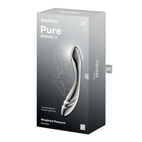 Металевий дилдо Satisfyer Pure Gravity 3, двосторонній, можна нагрівати й охолоджувати, дуже важкий