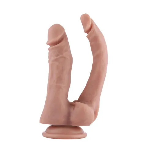 Двойной фаллоимитатор для секс-машин Hismith Double Penetrator, 7,46″, KlicLok и присоска