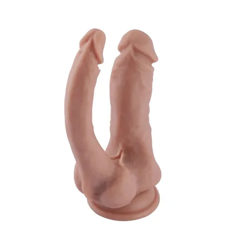 Двойной фаллоимитатор для секс-машин Hismith Double Penetrator, 7,46″, KlicLok и присоска