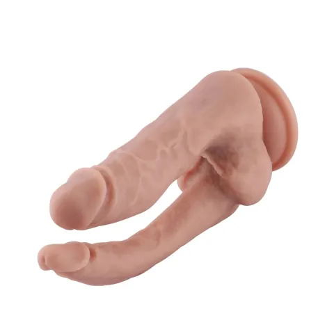 Двойной фаллоимитатор для секс-машин Hismith Double Penetrator, 7,46″, KlicLok и присоска