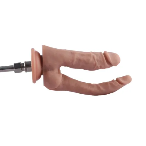 Двойной фаллоимитатор для секс-машин Hismith Double Penetrator, 7,46″, KlicLok и присоска