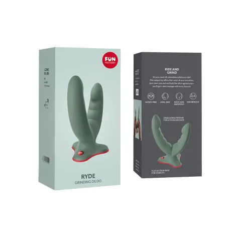 Двойной фаллоимитатор Fun Factory RYDE wild olive, гибкие стержни, присоска