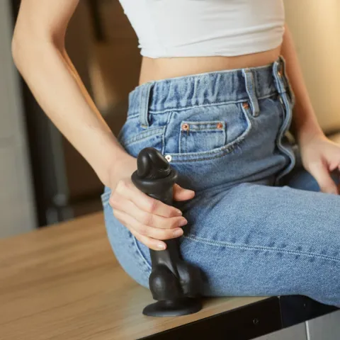 Реалистичный фаллоимитатор Strap-On-Me Sliding Skin Realistic Dildo Black S, с эффектом подвижной кожи