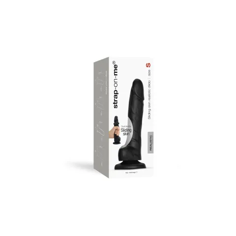Реалистичный фаллоимитатор Strap-On-Me Sliding Skin Realistic Dildo Black S, с эффектом подвижной кожи