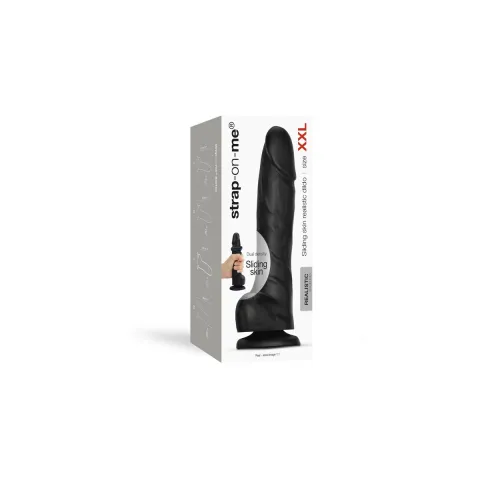 Реалистичный фаллоимитатор Strap-On-Me Sliding Skin Realistic Dildo Black XXL с эффектом подвижной кожи