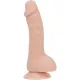 Вигнутий фалоімітатор на присосці ADDICTION — BRAD 7,5″ Dildo With Balls, Beige