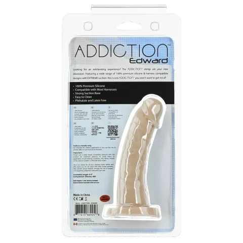 Изогнутый фаллоимитатор на присоске ADDICTION — Edward 6″ Curved Dong, виброшарик в подарок