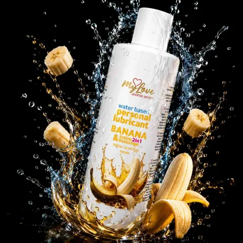Смазка и массажный гель «2 в 1» — MyLove Aroma Series Intim&Massage «Банан», 300 мл
