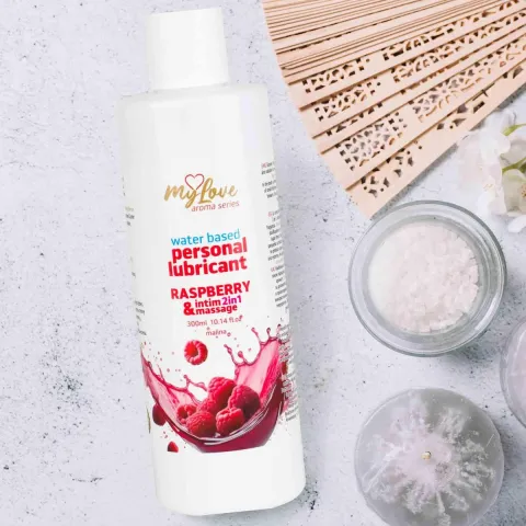Смазка и массажный гель «2 в 1» — MyLove Aroma Series Intim&Massage «Малина», 300 мл