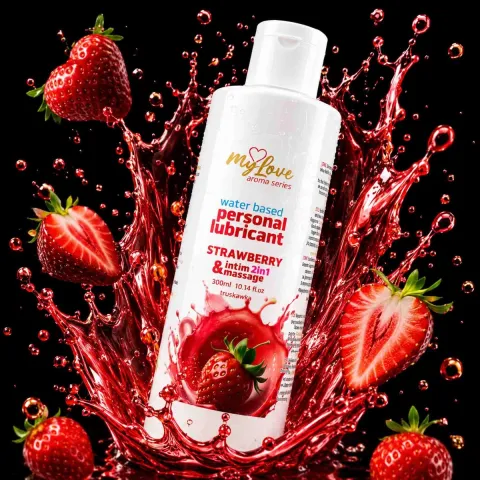 Смазка и массажный гель «2 в 1» — MyLove Aroma Series Intim&Massage «Клубника», 300 мл