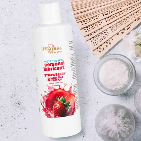 Смазка и массажный гель «2 в 1» — MyLove Aroma Series Intim&Massage «Клубника», 300 мл