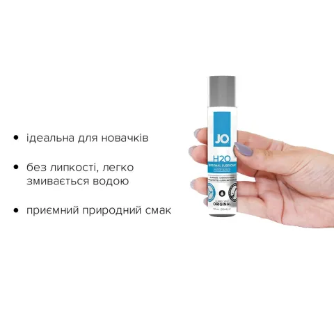 Смазка на водной основе JO H2O ORIGINAL (30 мл) — маслянистая и гладкая, с растительным глицерином
