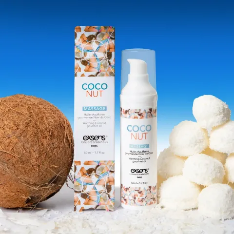 Массажное масло EXSENS Coconut 50 мл, разогревающее, без сахара, без парабенов, пригодного для употребления в пищу