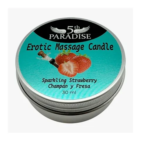 Масажна свічка - 5th Paradise Erotic Massage Candle Sparkling Strawberry, полуниця і шампанське, 30 мл