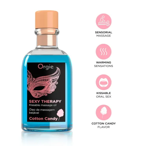 Набор для массажа Orgie – Sexy Therapy Cotton Candy (100 мл), съедобное разогревающее масло + перо