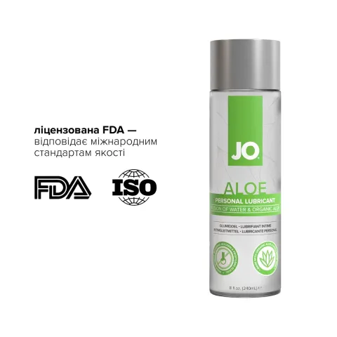 Змазка на водній основі JO H2O Organic Aloe (240 мл), зволожувальний та заспокійливий ефект