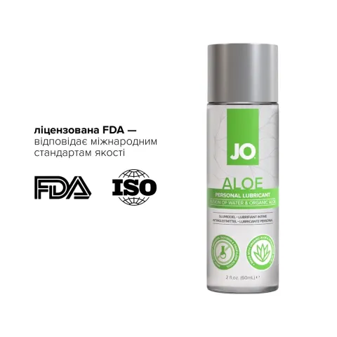 Смазка на водной основе JO H2O Organic Aloe (60 мл), увлажняющий и успокаивающий эффект
