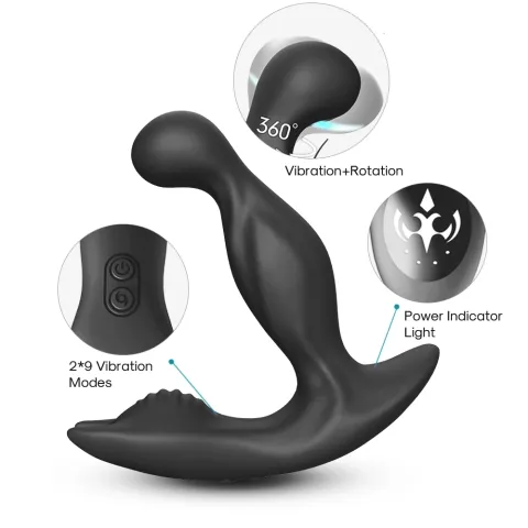 Вібростимулятор простати з ротацією - Prostate Massager Bat King, чорний