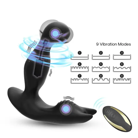 Вібростимулятор простати з ротацією - Prostate Massager Bat King, чорний
