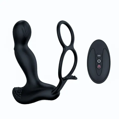 Масажер простати B-Series Wibrator-Silicone Massager з функцією нагріву, чорний