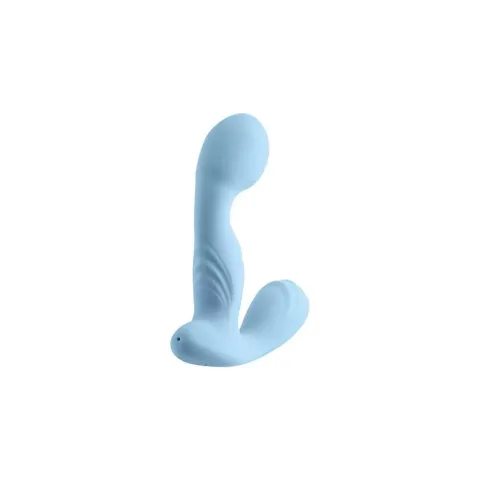 Вибромассажер для простаты S Pleasures Premium FUZZY, бирюзовый, с рельефом, 10 режимов вибрации
