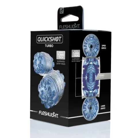 Мастурбатор Fleshlight Quickshot Turbo Blue Ice — компактный, отлично подходит для пар и минета
