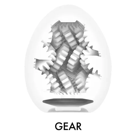 Мастурбатор-яйце Tenga Egg Gear, щільний TPE, пробник лубриканту 5 мл
