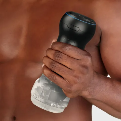Мастурбатор Kiiroo Feel Pocket Crystal зі всмоктувальною інтерактивною насадкою PowerBlow Combo Set