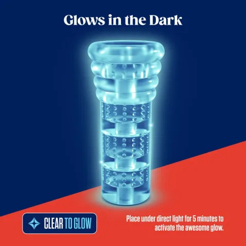 Мастурбатор Blush Rize – Luz Glow in the Dark Masturbator – Clear, всмоктування, світиться в темряві