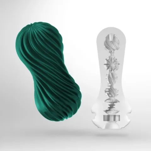 Мастурбатор Tenga FLEX Fizzy Green со регулируемой интенсивностью, сгибаемый, вакуумный