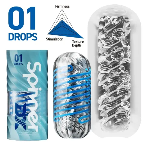 Мастурбатор Tenga Spinner DX 01 Drops с упругой стимулирующей спиралью внутри, нежное воздействие
