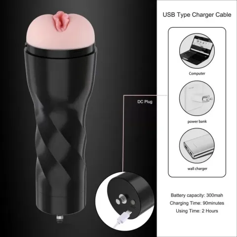 Мастурбатор с вибрацией Hismith Male Masturbation Cup, совместимый с секс-машинами этой марки
