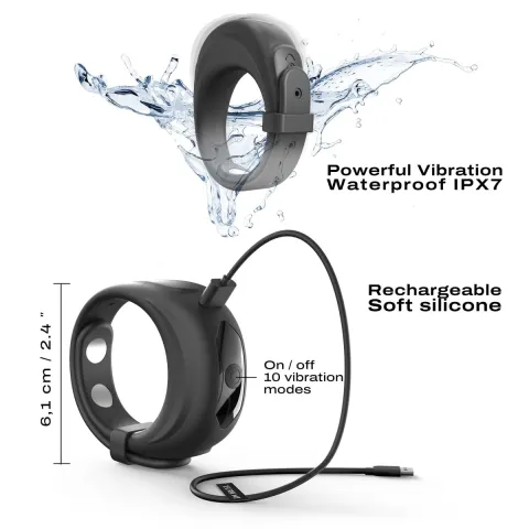 Вибрирующее кольцо для эрекции Dorcel Fit Vibe Ring, регулируемый диаметр 4–5,7 см, 10 режимов