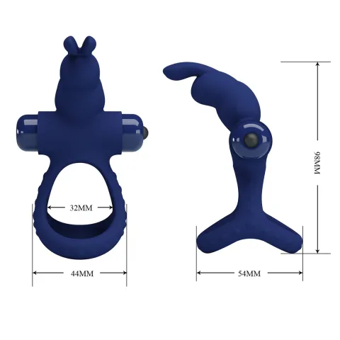 Ерекційне кільце - Pretty Love Powerful Vibro Cock Ring II Bunny Blue